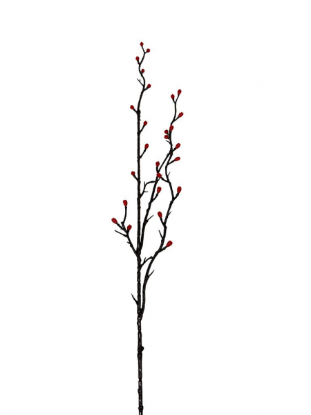 Gałązka dodatek czerwone kuleczki 54 cm