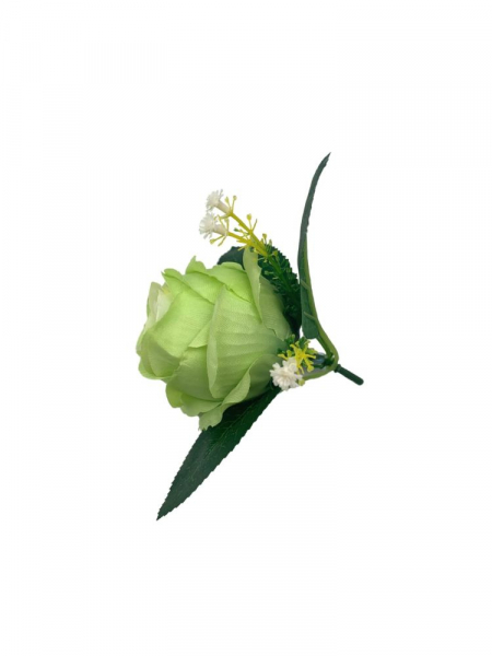 Róża główka z dodatkiem 11 cm zielona z kremowym środkiem