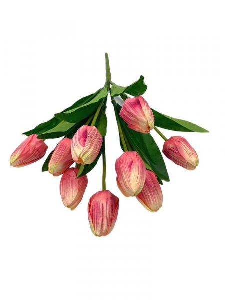 Tulipany bukiet 40 cm różowe z dodatkiem kremowego