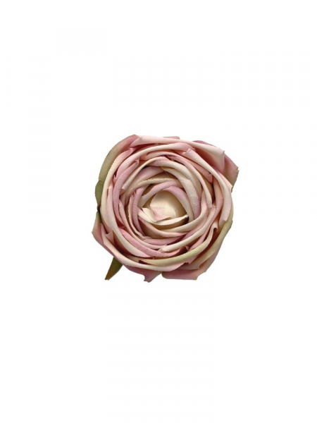 Róża główka 7 cm rożowo kremowa z akcentami zieleni