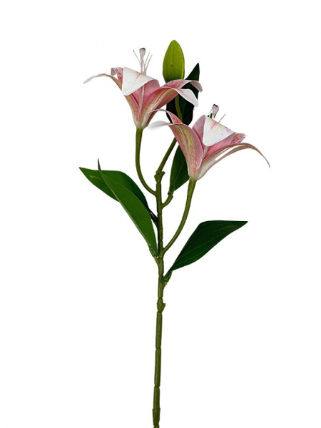 Lilia silikonowa gałązka 65 cm różowa z nakropieniami