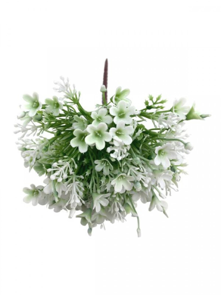 Bukiet z kwiatuszkami 21 cm biało-zielony