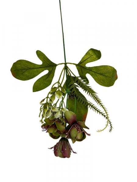 Dodatek florystyczny pik kwiatuszki 38 cm zielono bordowe