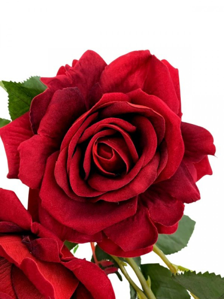 Róża welurowa na gałązce 80 cm głęboka czerwień