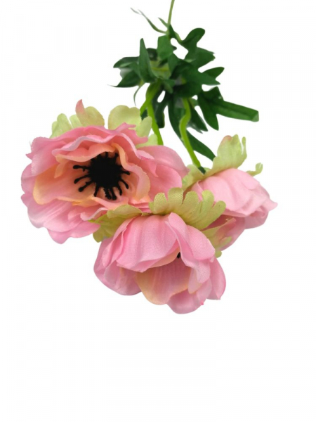 Anemon 3 kwiaty na gałązce 50 cm jasny różowy