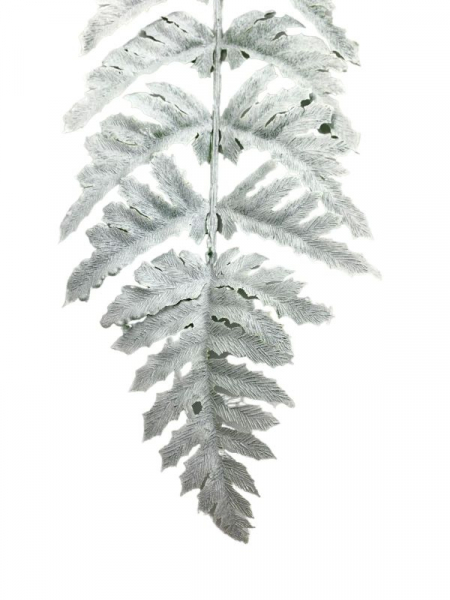 Liść paproci dwustronny 51 cm biało zielony
