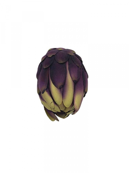 Protea główka 14 cm ciemna purpura z oliwką