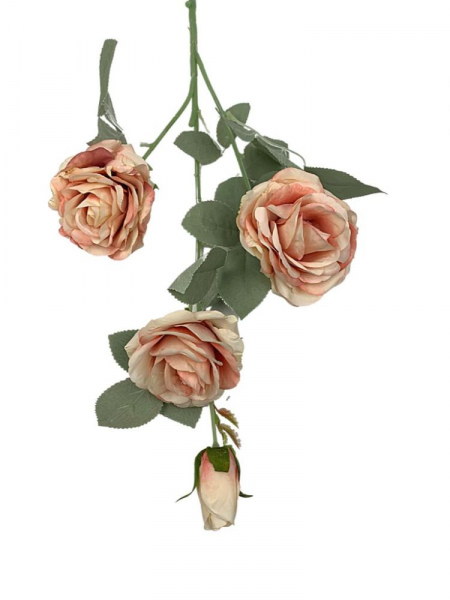 Róża na gałązce 63 cm różowo kremowa