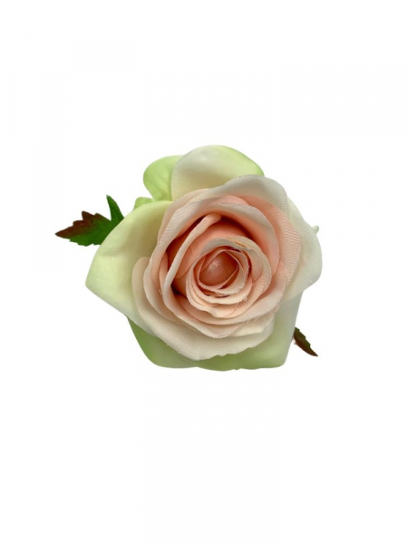 Róża główka 9 cm jasny róż z jasną zielenią