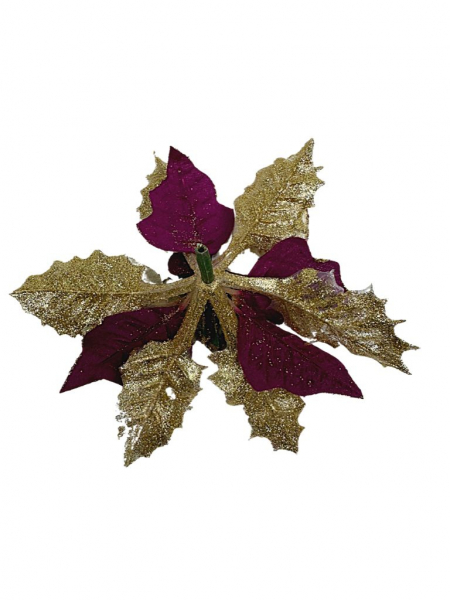 Gwiazda betlejemska główka 16 cm purpurowo złota