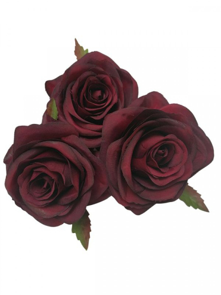 Róża główka 9 cm bordowa
