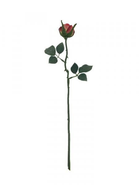 Róża gałązka 35 cm czerwona z zielonym akcentem