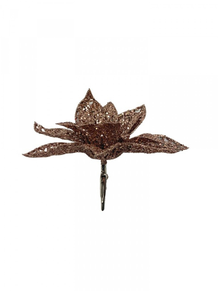 Gwiazda betlejemska na klipsie 13 cm brudny róż