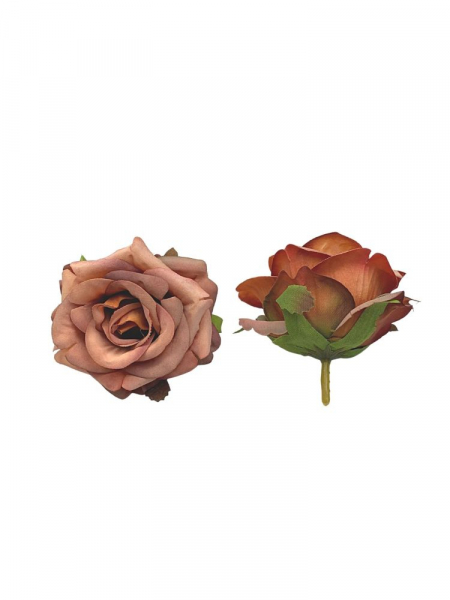 Róża matowa główka 6 cm ceglana pudrowa