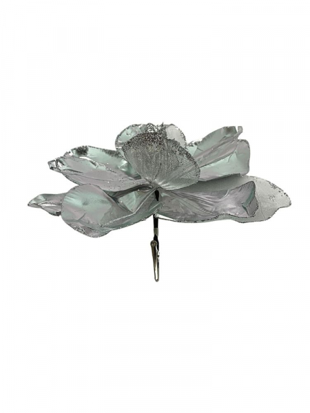 Magnolia na piku z klipsem o średnicy 25 cm srebrna