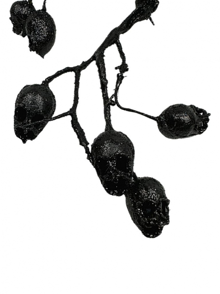 Dekoracja czaszki Halloween 70 cm czarna brokat