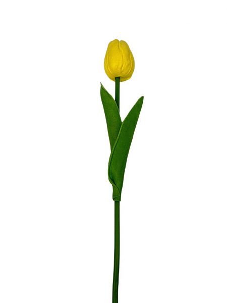 Tulipan z pianki gałązka 33 cm żółty