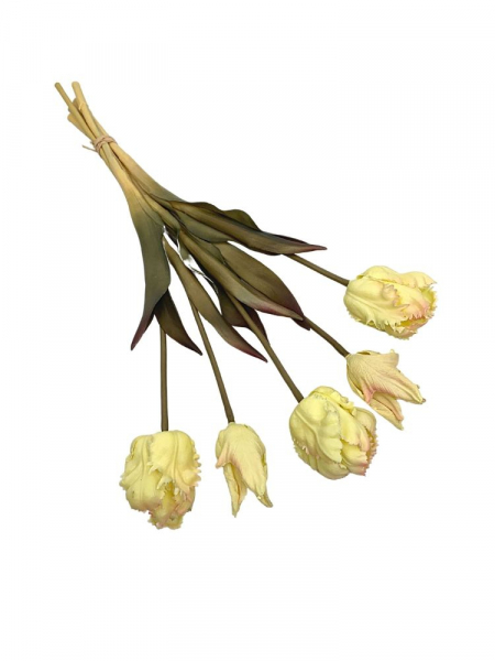 Wiązka tulipanów silikonowych 47 cm jasno żółtych