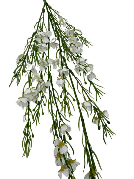 Gałązka z kwiatuszkami XL 108 cm biała