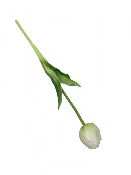Tulipan silikonowy kwiat pojedynczy 46 cm biało zielony