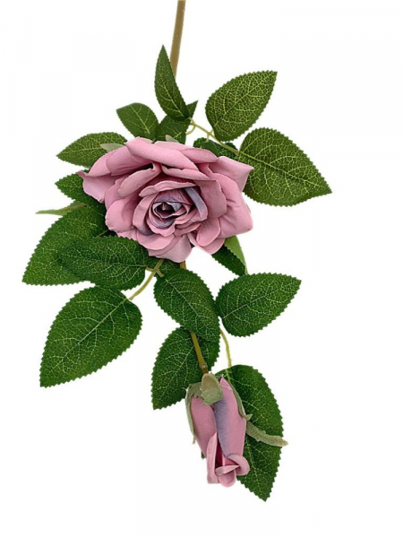 Róża gałązka 47 cm pastelowy fiolet