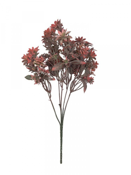 Bukiet z kwiatuszkami plastikowy bielony 33 cm czerwony
