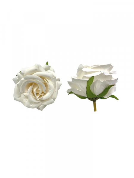Róża matowa główka 6 cm kremowa