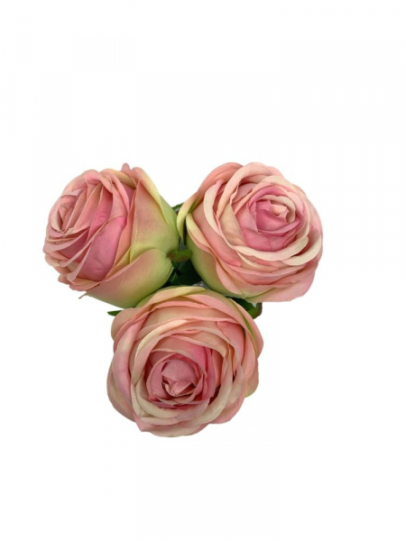 Róża główka 8 cm jasno różowa z jasną zielenią