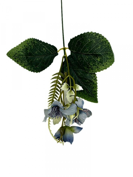 Dodatek gałązka z kwiatuszkami 40 cm niebieski