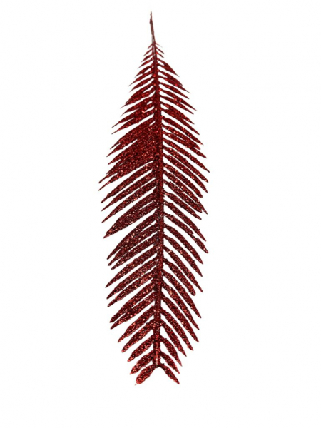Liść czerwony brokat 40 cm