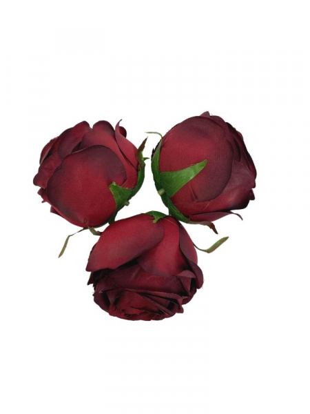 Róża główka 8 cm ciemno bordowa